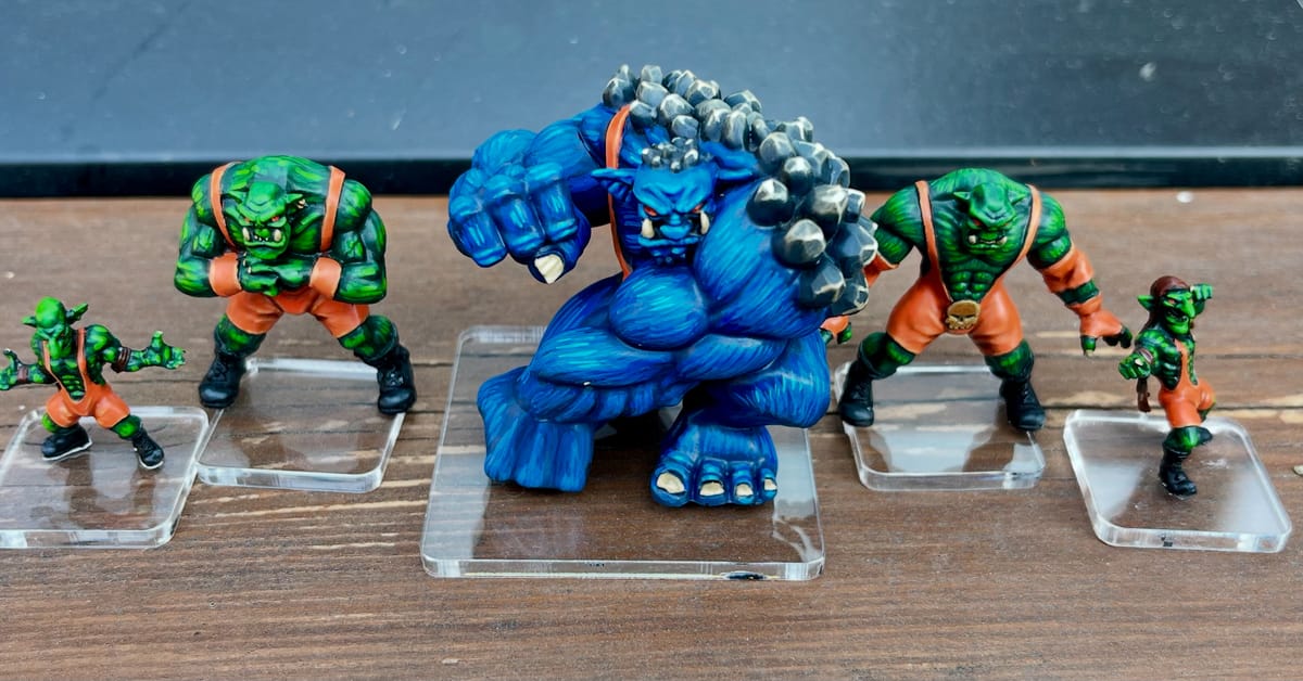 A team of bruisers from the miniatures game Rumbleslam